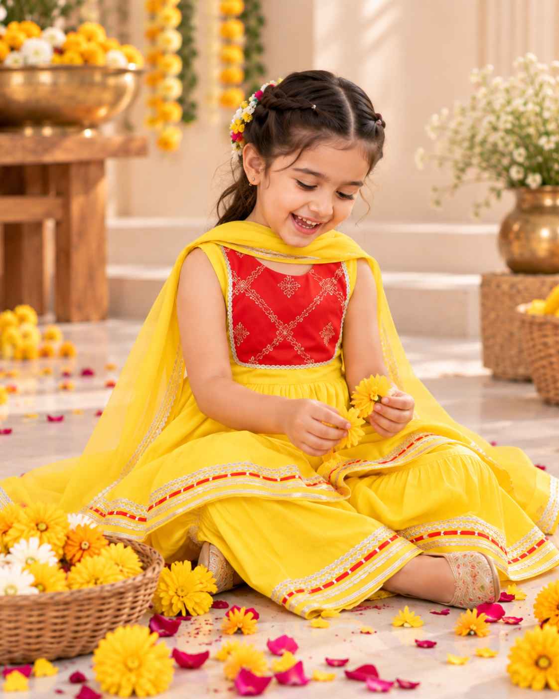 Girls Festive Solid Designer Ethnic Sharara Sets