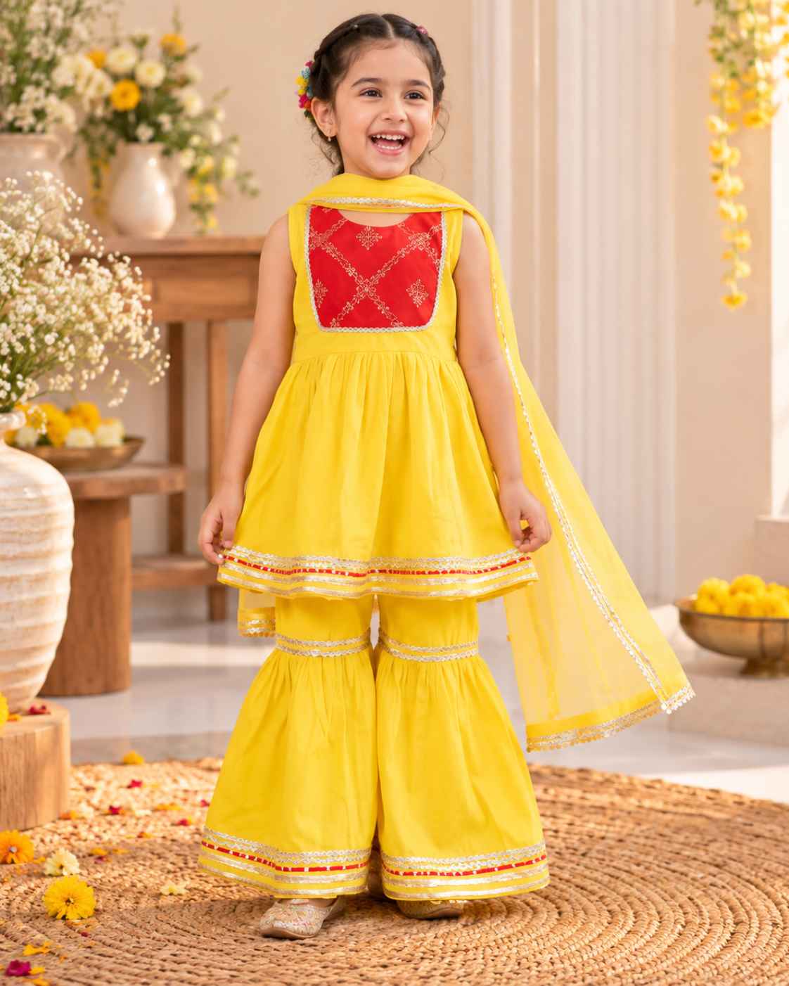 Girls Festive Solid Designer Ethnic Sharara Sets