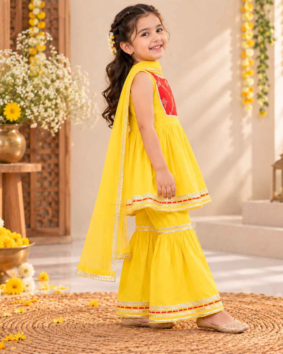 Girls Festive Solid Designer Ethnic Sharara Sets