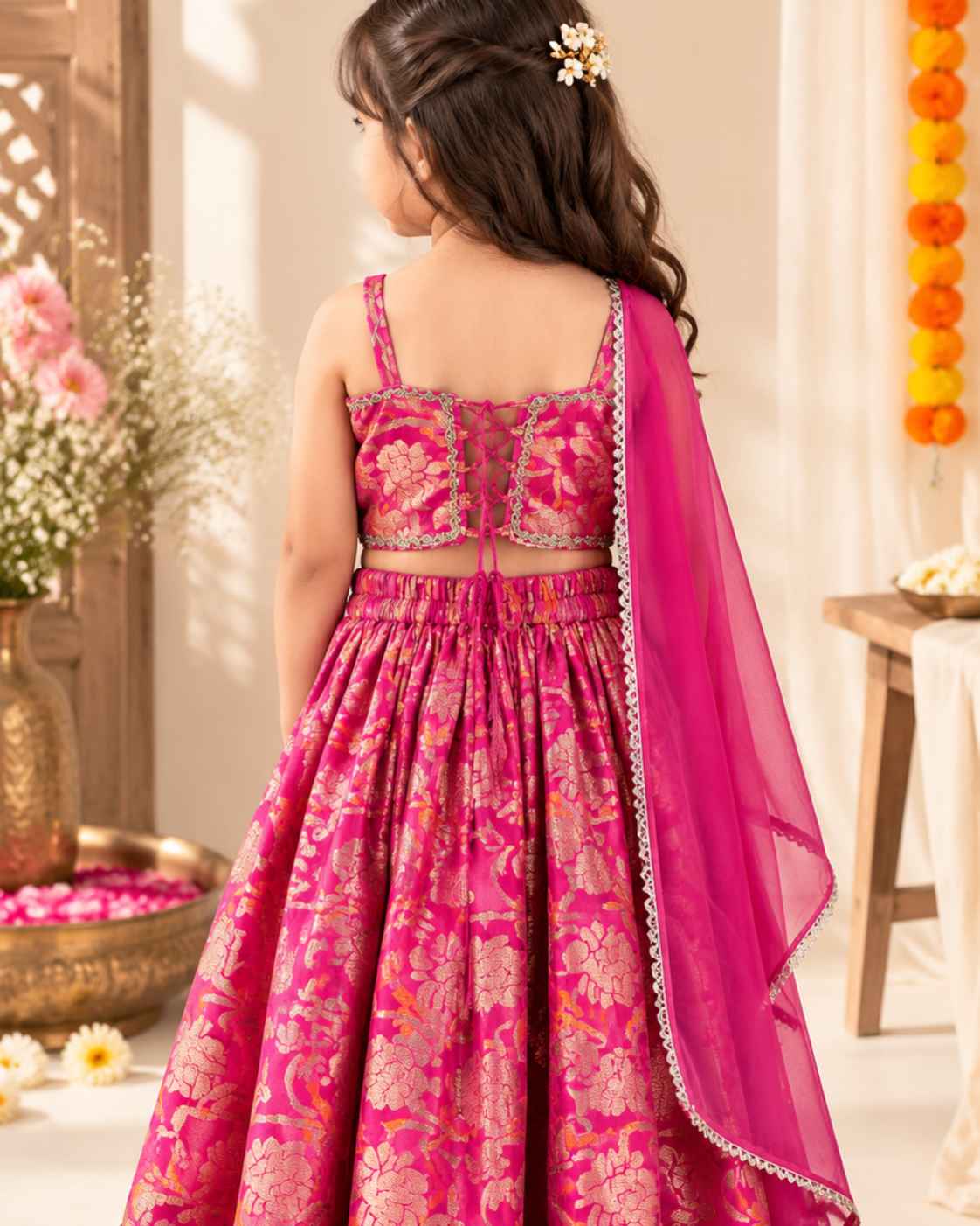 Hot Pink Silk based Party Wear Lehenga Choli