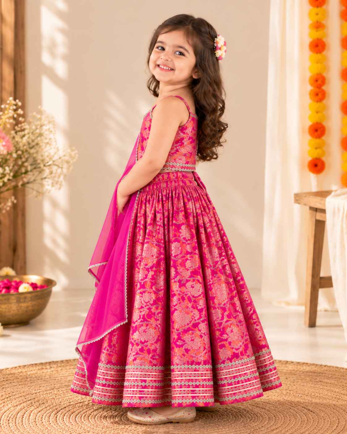 Hot Pink Silk based Party Wear Lehenga Choli