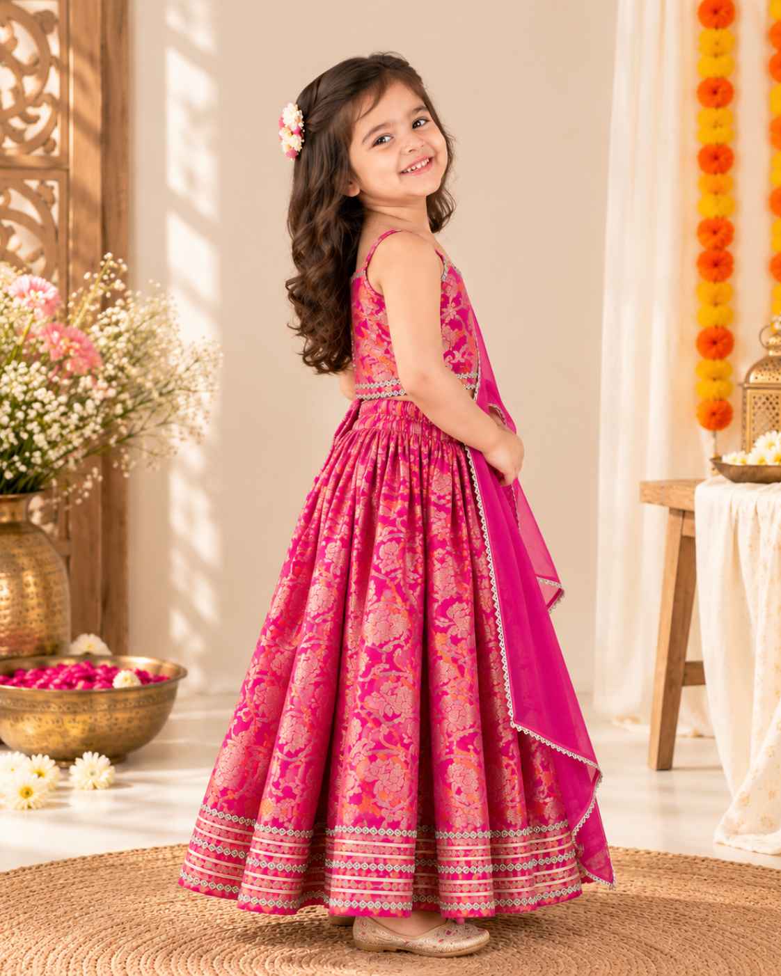 Hot Pink Silk based Party Wear Lehenga Choli