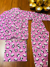 Pink White Panda Printed Night Suit With Travel Bag