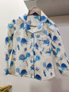 White Blue Turtle Printed Night Suit