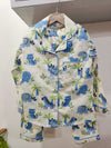 White Blue Tropical Printed Night Suit