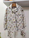 White Grey Mushroom Printed Night Suit