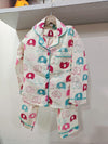 White Sky Blue Red Multi Printed Night Suit