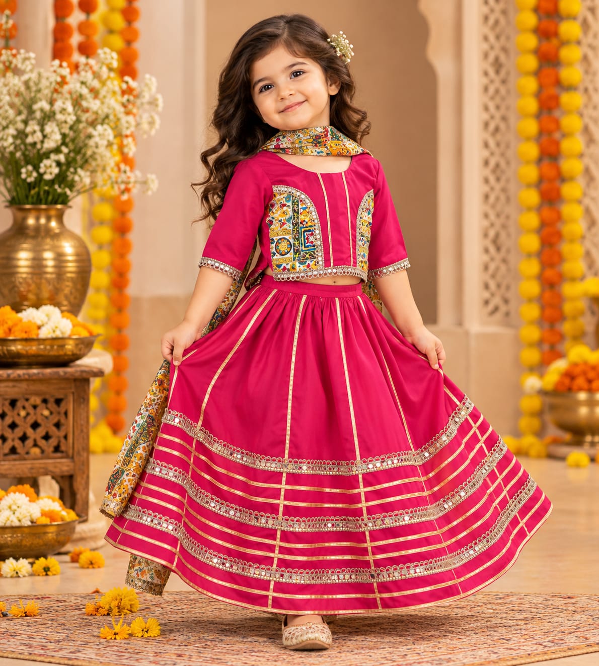 Hot pink Navratri Lehenga choli