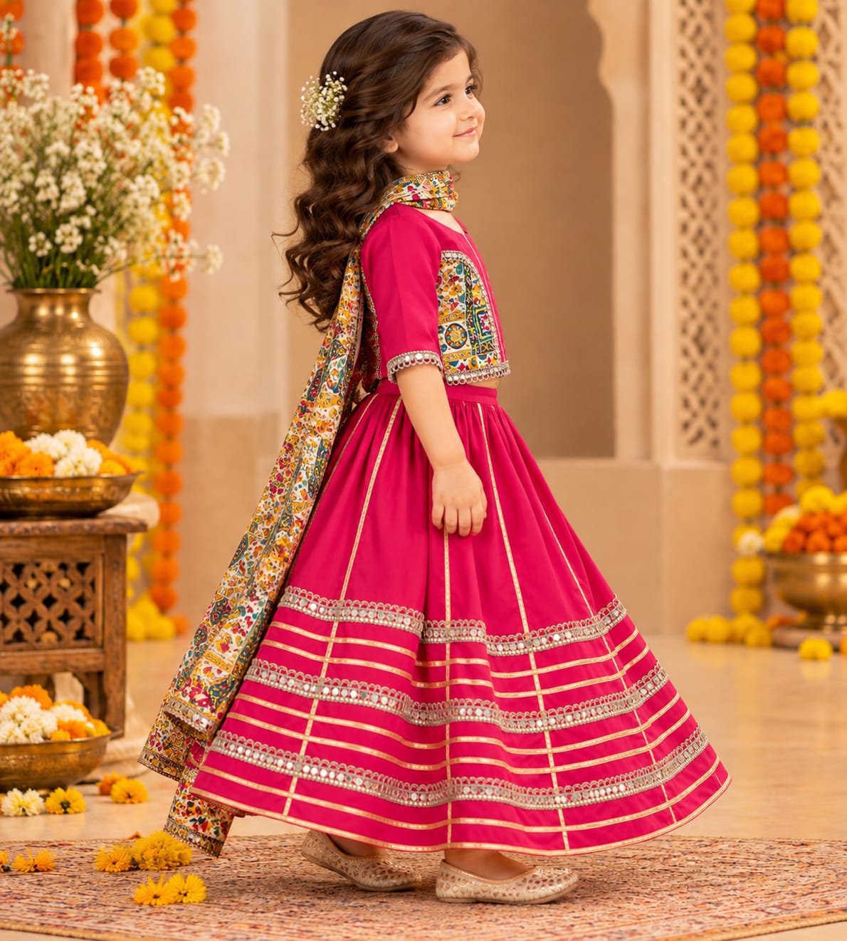 Hot pink Navratri Lehenga choli