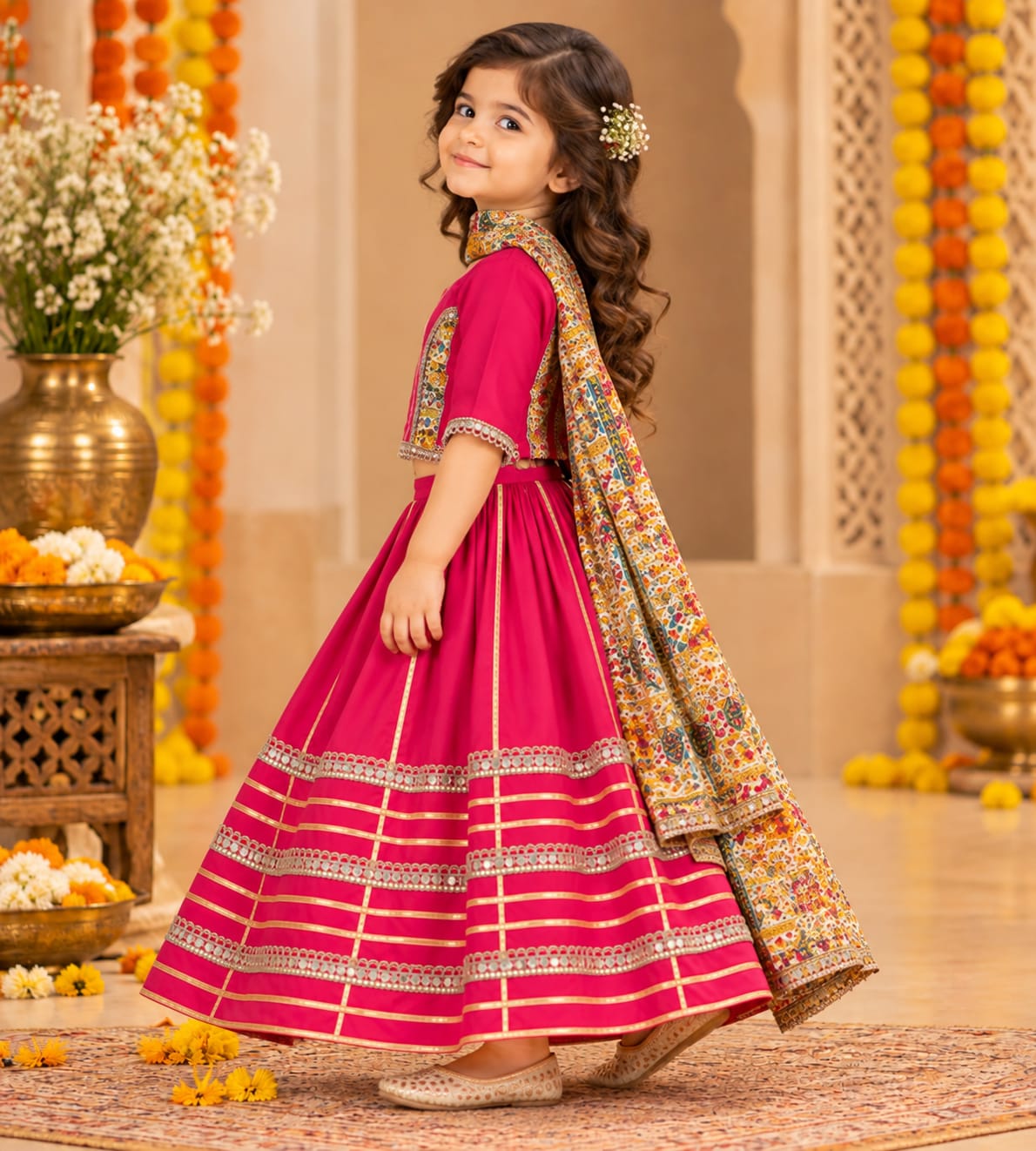 Hot pink Navratri Lehenga choli