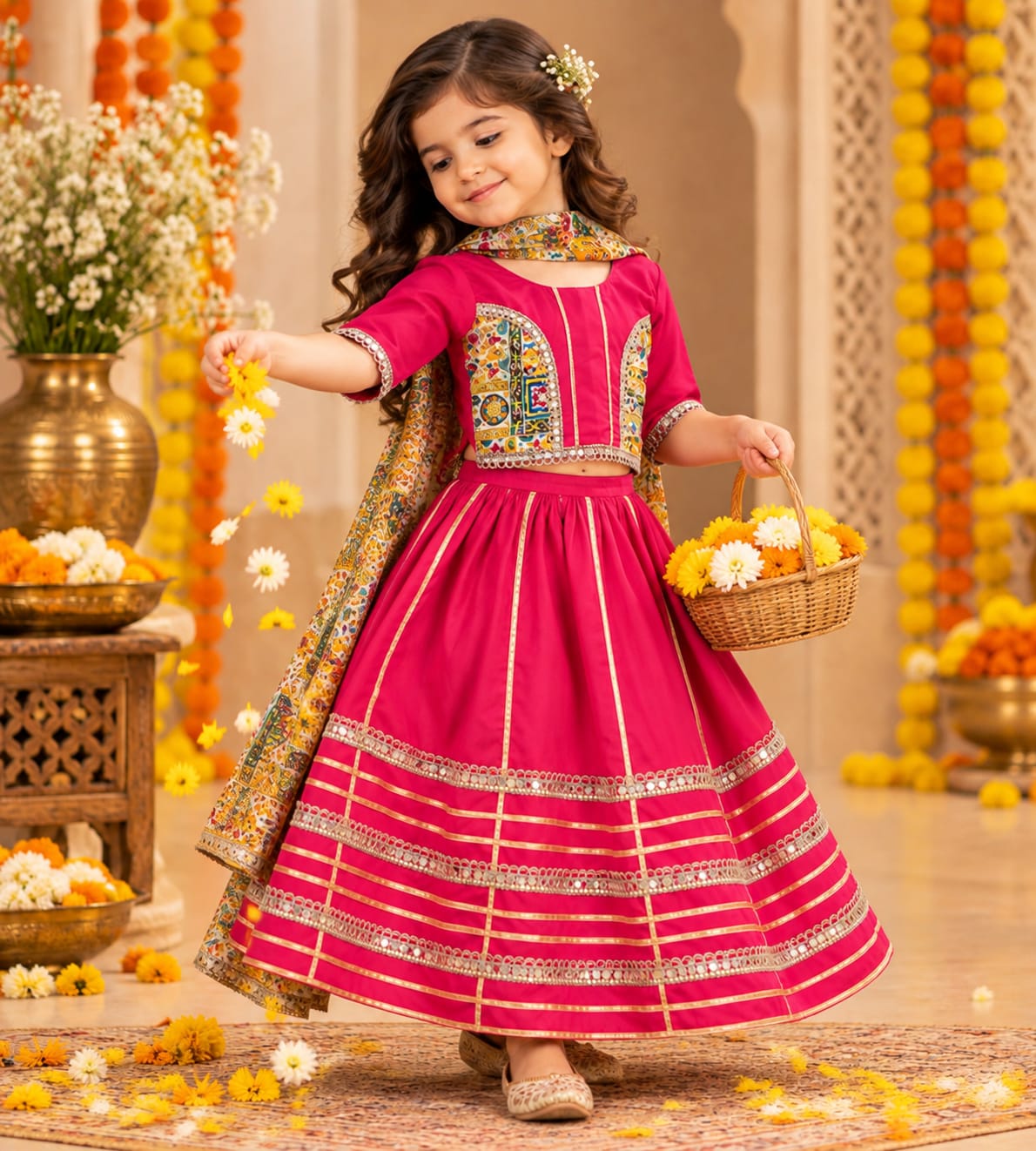 Hot pink Navratri Lehenga choli