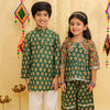 GreenDiwaliKurtaSetSibling