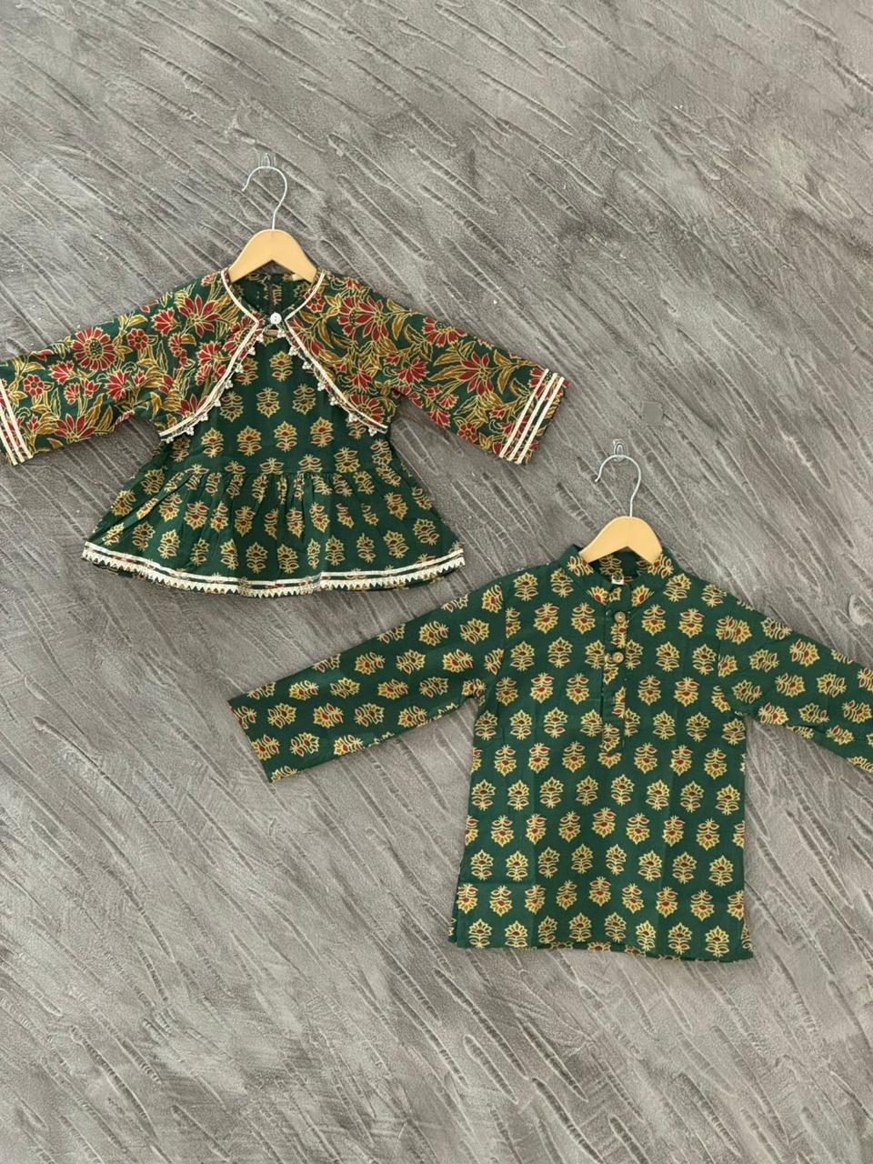 Green Diwali Kurta Pyjama Set