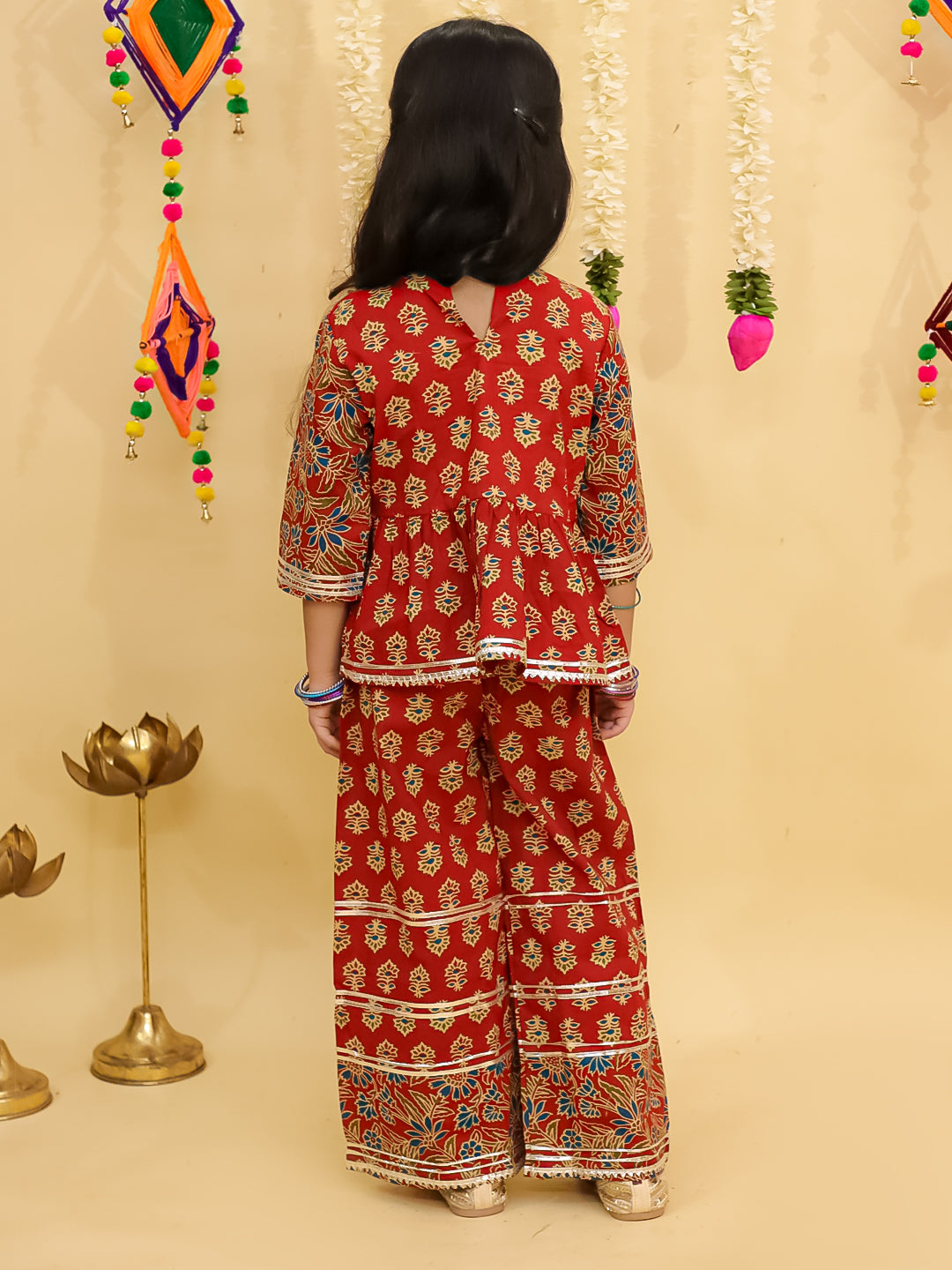 Red Diwali Indo Western Short Kurti Plazo